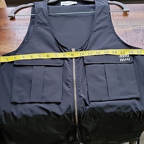 Miu Miu Technical Fabric Black  Sleeveless Vest/Dress with Gold Zipper Detail. - Picture 10 of 16